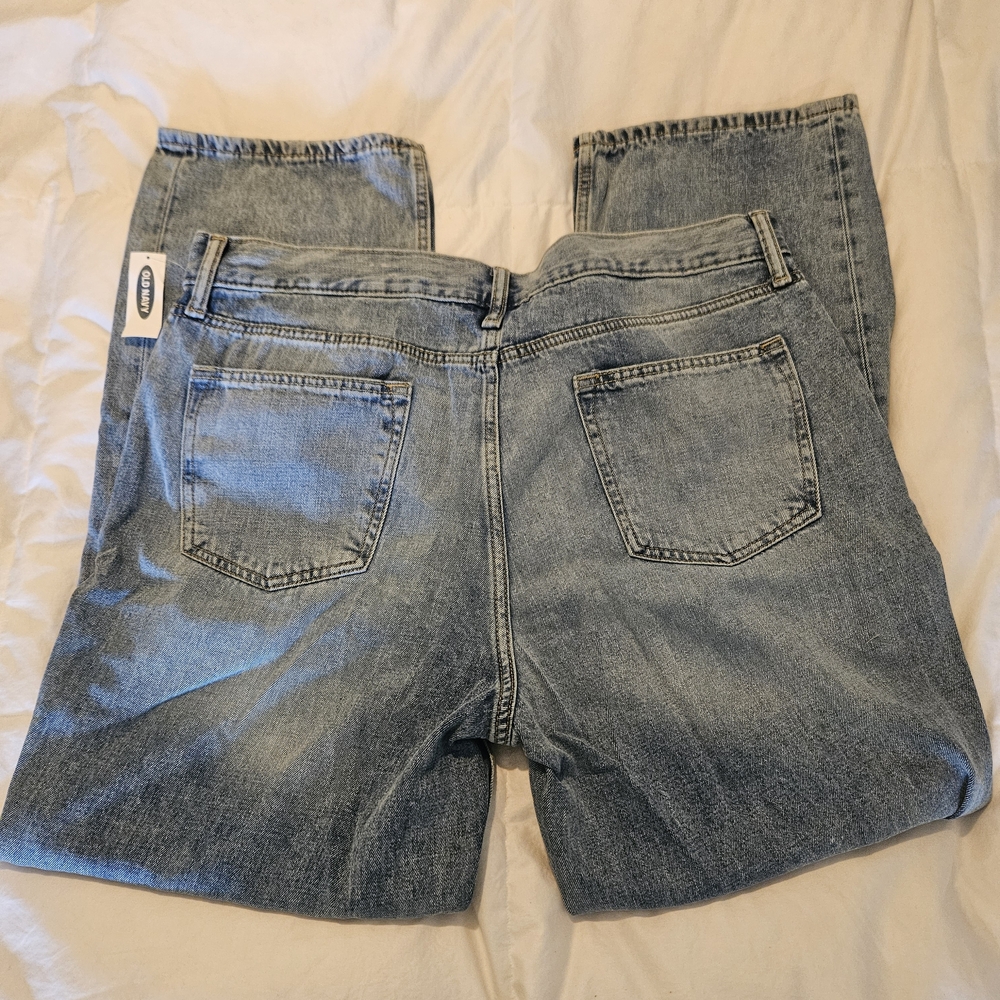 Old Navy Jeans Mens 36x30 Light Wash Blue Loose Straight Built-In Flex Denim